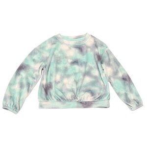 Cat & Jack Kids Mint Purple and White Tie-Dye Fleece Sweatshirt | Girls XS 4/5